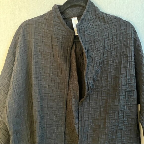 Marla Wynne Black Textured Top Coat Jacket Sz L - Picture 2 of 10